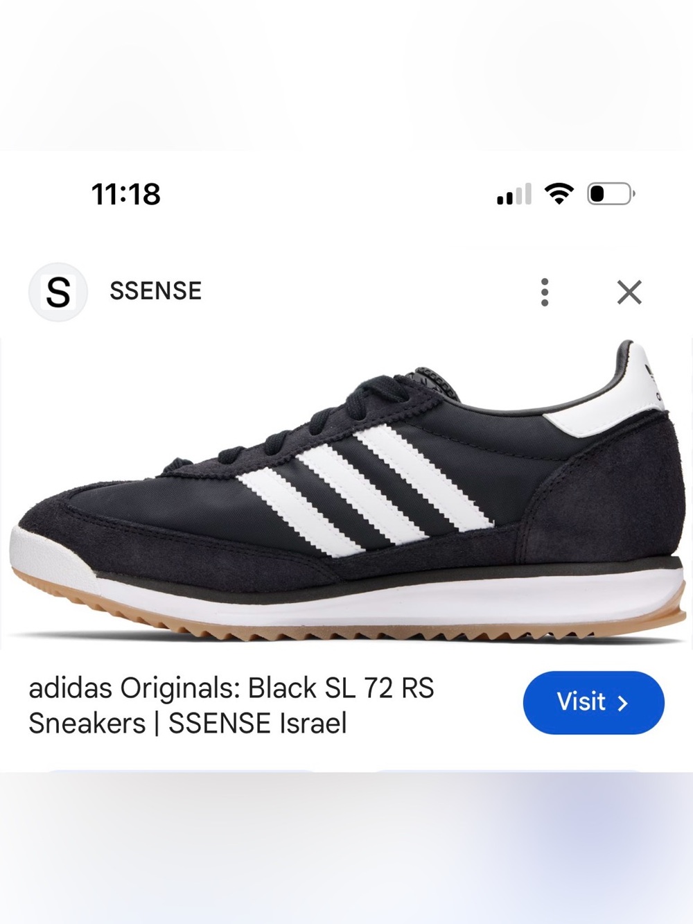 adidas Originals Men’s SL 72 RS Sneakers in Black and White